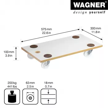 Wagner MM 1319 20131901 transportni valjak, do 200 kg, bijeli
