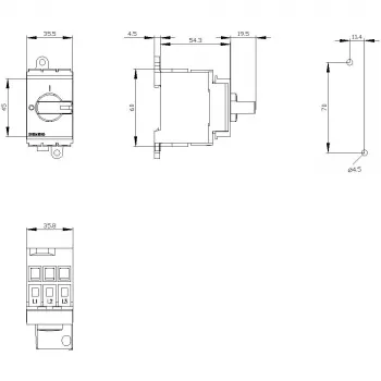 Siemens 3LD30300TK13 glavni prekidač / rastavni prekidač pod opterećenjem, 3-polni, 16 A, 7,5 kW, crveno-žuti