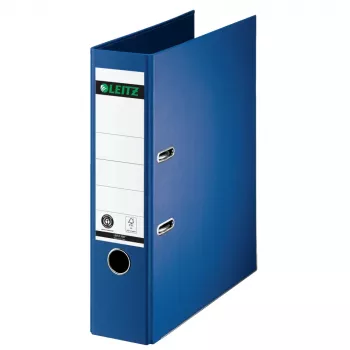 LEITZ Lever Arch File, 180°, A4, 80 mm, Blue, Hardboard Cover with Colored Paper Lining, 600 Sheet Capacity, 1 Piece (1007-00-68)