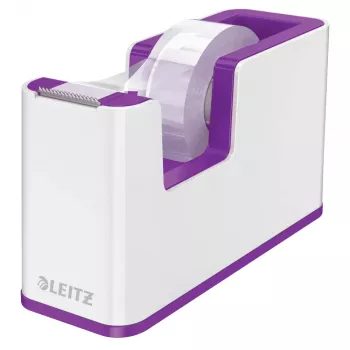 LEITZ WOW Duo Colour stolni odmotavač trake, ljubičasto-bijeli, otežana baza, metalna oštrica, uključuje traku 5364-10-62