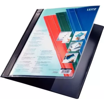 LEITZ Exquisit Presentation Folder with Front Pocket, A4 Oversized, PVC Hard Film, Black, Transparent Cover 4193-00-95