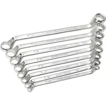 BRÜDER MANNESMANN 8-dijelni set okastih ključeva, krom-vanadij čelik, DIN 838, kromirano polirano, veličine 6x7-20x22 mm (140-08 DIN)