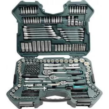 BRÜDER MANNESMANN 215-dijelni set nasadnih ključeva s 1/4 inch, 3/8 inch i 1/2 inch pogonom, čegrtaljke, CrV čelik, mat kromirano, u koferu (98430)