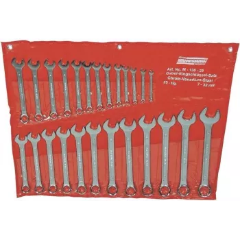 BRÜDER MANNESMANN M130-25 25-dijelni set okastih ključeva, metrički 6-32 mm, krom-vanadij čelik, DIN 3113, u tekstilnoj roli