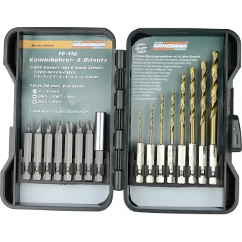 Brüder Mannesmann 16-Piece TiN Drill and Bit Set M54325