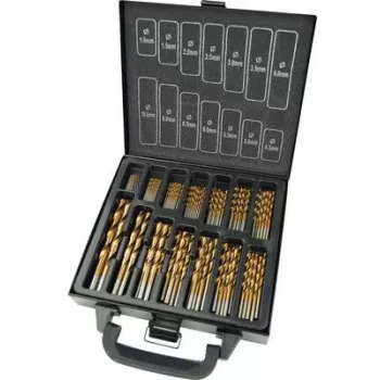 Brüder Mannesmann M54399 HSS Metal Twist Drill Bit Set 99-Piece TiN Coated Cylindrical Shank