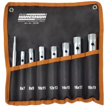 Brüder Mannesmann M26708 8-dijelni set nasadnih ključeva, krom-vanadij čelik, veličine 6x7 do 20x22 mm, DIN 896 oblik B, u plastičnom držaču