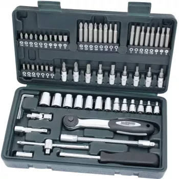 BRÜDER MANNESMANN 1/4 inch 65-dijelni set nasadnih ključeva s račnom, produžecima, bitovima i kutijom 29165
