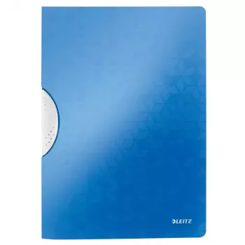 LEITZ WOW ColorClip A4 kopča za papir, metalik plava s 3D utisnutom površinom, svijetlosiva unutrašnjost, kapacitet 30 listova 4185-00-36