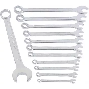 BRÜDER MANNESMANN set okastih i viljuškastih ključeva, 12-dijelni, krom-vanadij čelik, DIN 3113, 6-22 mm, kromirani (130-12 DIN)