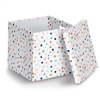 Zeller Dots White Polka Dot Storage Box 33.5 x 33 x 32 cm 14476