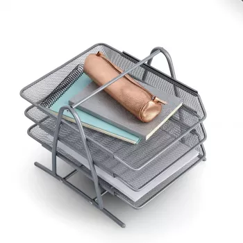 ZELLER MESHLINE 3-etažna A4 aluminijska polica za pisma, srebrna 17701