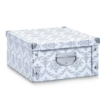 Zeller 17973 Vintage Storage Box, 40 x 33 x 17 cm, Cardboard, White