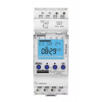 THEBEN TR 610 top3 12-24V Weekly Digital Time Switch, 1 Channel, DIN Rail, 16 A 6104130