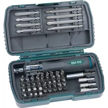 BRÜDER MANNESMANN GREEN LINE set bitova i nasadnih ključeva od 53 dijela u plastičnoj kutiji, S2 čelični bitovi, CrV nasadni ključevi, pogon 1/4 inch M29853
