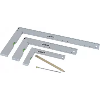 Brüder Mannesmann M81210 5-dijelni set kutnika s iglom za označavanje, kaljeni čelik, metrički, 100 mm ravnalo, 0-180° kutomjer, 45° kutnik, centrirni kutnik, plastična kutija 0418002