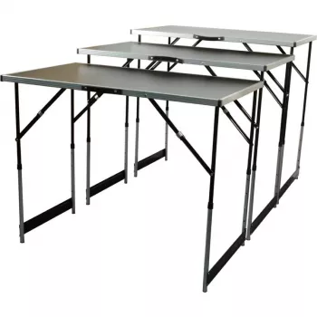 BRÜDER MANNESMANN M70113 set višenamjenskog sklopivog stola, 3 dijela, MDF E1 ploča stola 2,7 mm, aluminijski okvir, srebrno-sivi