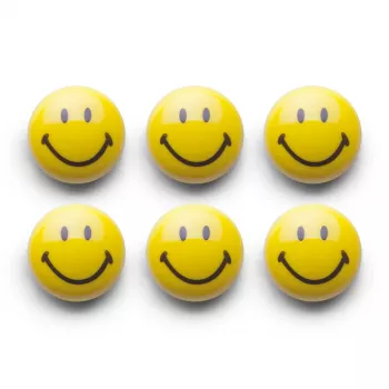 Zeller Smiley Magnet Set 6 Pieces 3 cm Yellow 11204