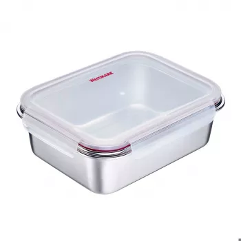 Westmark Click & Close posuda za čuvanje hrane 2,25 L pravokutna sa srebrnim poklopcem prozirna SAN hermetička nepropusna bez BPA 23692270