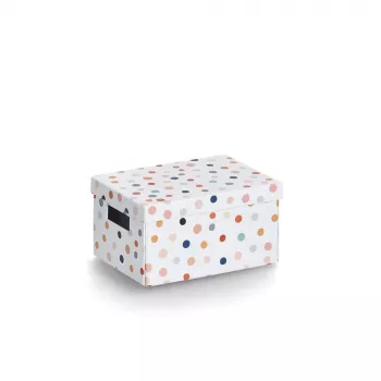 Zeller Dots kutija za odlaganje bijela s točkama 18,0 cm x 25,0 cm 14474