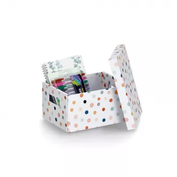 Zeller Dots kutija za odlaganje bijela s točkama 18,0 cm x 25,0 cm 14474
