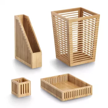 Zeller Bamboo Pen Holder Brown 8x8x8 cm 15201
