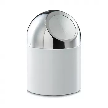Zeller Table Waste Bin 1.2 L White with Stainless Steel Swing Lid 27203