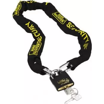 BURG WÄCHTER SKM 8/90/NI50 Chain Lock, 900 mm Hardened Square Chain, Black Textile Sleeve 14160