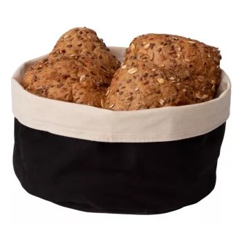 APS Bread Bag, Diameter 200 mm, Light Beige/Black, Cotton, Machine Washable up to 30°C, Reversible, 1 Piece 30351