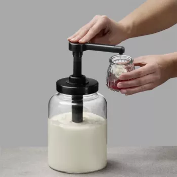 APS DISPENSA 1,7L staklena dozirna posuda, prozirno-crna, 93290