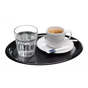 APS KAFFEEHAUS ovalna melaminska poslužavna ploča, crna, zaobljeni rub, 260 x 200 x 15 mm 84251