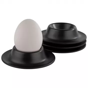 APS Egg Cup, Melamine, Black, Set of 4, 85 mm Diameter, 20 mm Height, Dishwasher Safe (83849)