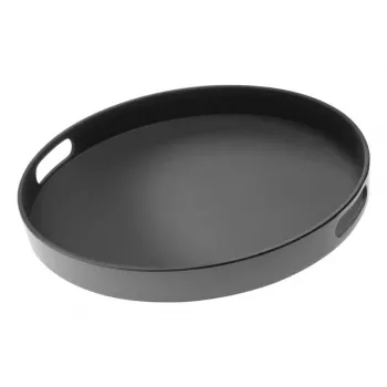 APS Bistro Round Serving Tray, Black, 35.5 cm, Melamine, Stackable, Dishwasher Safe (84045)