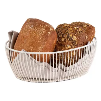 APS SVART Oval Bread and Fruit Basket, White, 240 x 190 x 80 mm, Metal, Not Dishwasher Safe 30428