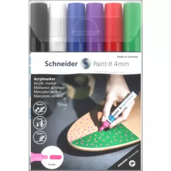 Schneider Paint-It 320 V1 set akrilnih markera, 6 različitih boja, 4,0 mm okrugli vrh 120295