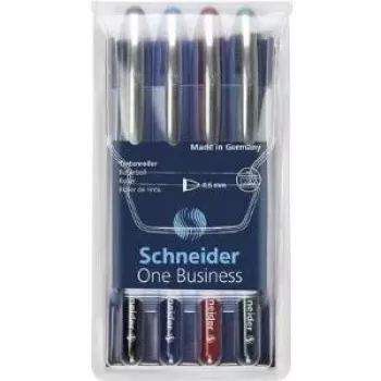 Schneider Edding One Business Stick kemijske olovke, crna/plava/zelena/crvena, 4 kom 183094