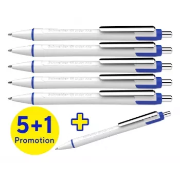 Schneider Slider Xite Ballpoint Pen 5+1 Pack, Blue Ink, White Barrel 133286