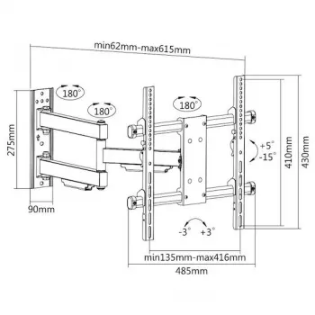 E+P Full-Motion zidni nosač za TV 32-65 inch, VESA do 400x400, zakretni, nagibni, crni 0005625444