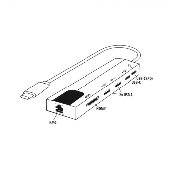 E+P USB-C multiport adapter 6-u-1 MPA6 crno-srebrni
