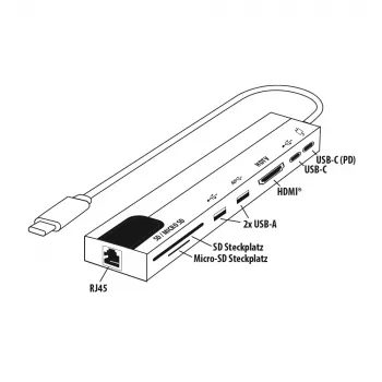 E+P USB-C multiport adapter 8-u-1 MPA8 crno-srebrni