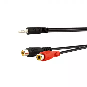 E+P 3.5mm Jack to 2 RCA Female Audio Adapter Cable 0.2m Black 463450