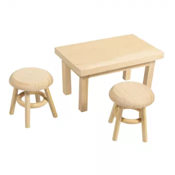 Rayher mini stol za patuljke s 2 stolca, prirodno drvo, set od 3 dijela, 46819505