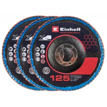 Einhell pribor za kutnu brusilicu 3x 125 mm lepezaste brusne ploče zaobljene P60 cirkonijev oksid 4440020