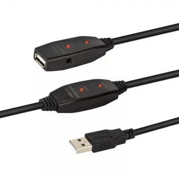 E+P CC508/25 USB 2.0 Active Repeater Cable, 25 m, USB-A Male to USB-A Female, Black