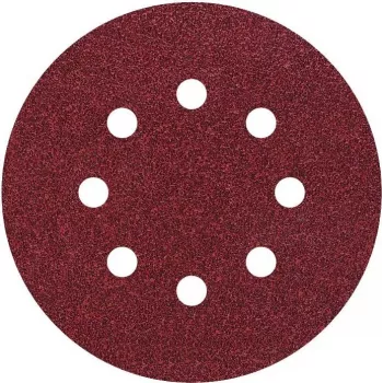 Wolfcraft 2251100 Eccentric Sanding Discs, 125 mm, 120 Grit, Hook and Loop, 8-Hole Dust Extraction, 25 Pieces