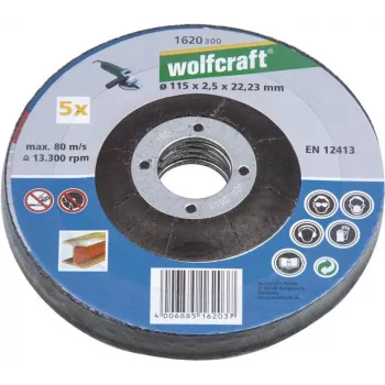 Wolfcraft 1622300 rezna ploča s udubljenim središtem 125 mm x 22,23 mm x 1,0 mm, paket od 5