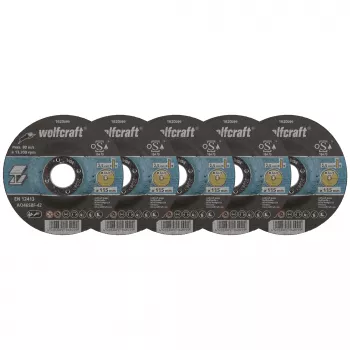 Wolfcraft 1620300 set reznih diskova, promjer 115 mm, provrt 22,23 mm, debljina 1,0 mm, 5 komada, za metal i nehrđajući čelik