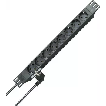 HEINRICH KOPP 19 inch 8-Way Schuko Power Strip, 2m Cable, Black 930805014