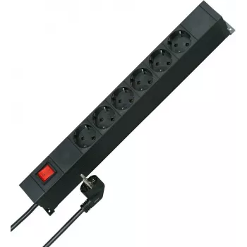 HEINRICH KOPP 19 inch produžni kabel za ugradnju u rack, 12 Schuko utičnica (2x6), kabel 2m, crni 931305010