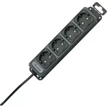 HEINRICH KOPP 4-Way Power Strip without Switch, Anthracite, 1.4 m Cable, Schuko 127115016